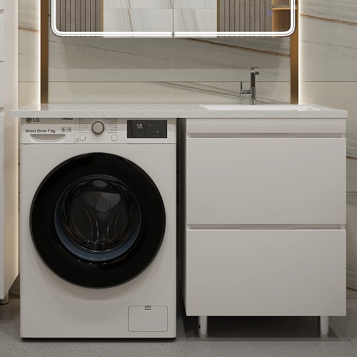 Stella Polare Мебель с раковиной под стиральную машину Аруна Памелла 120 R белая – картинка-5